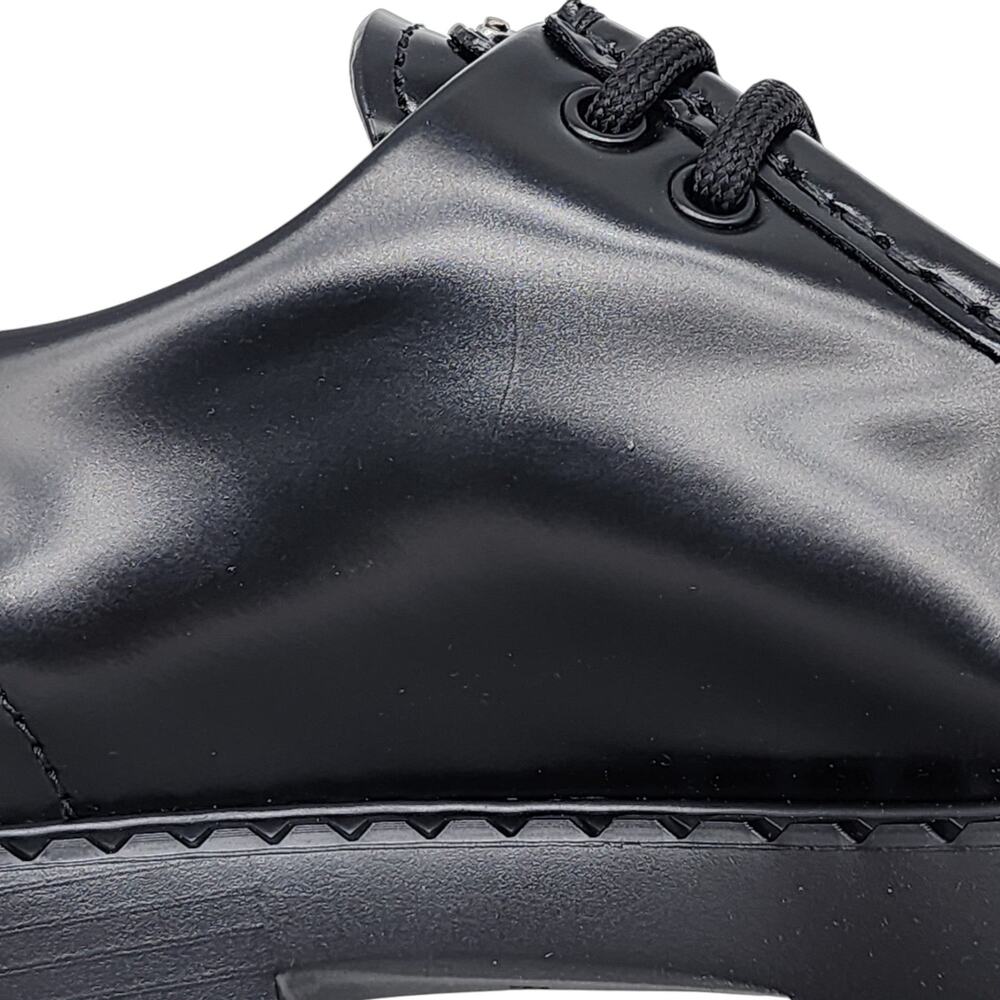 Prada Triangle Logo Lace-Up Shoes - Brushed Leather - Black 36 6US $1200 - Picture 7 of 9